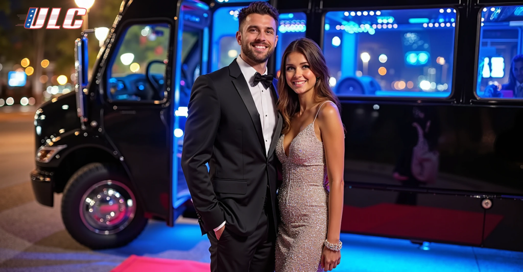 Luxury party bus rental for prom night in Los Angeles and Orange County